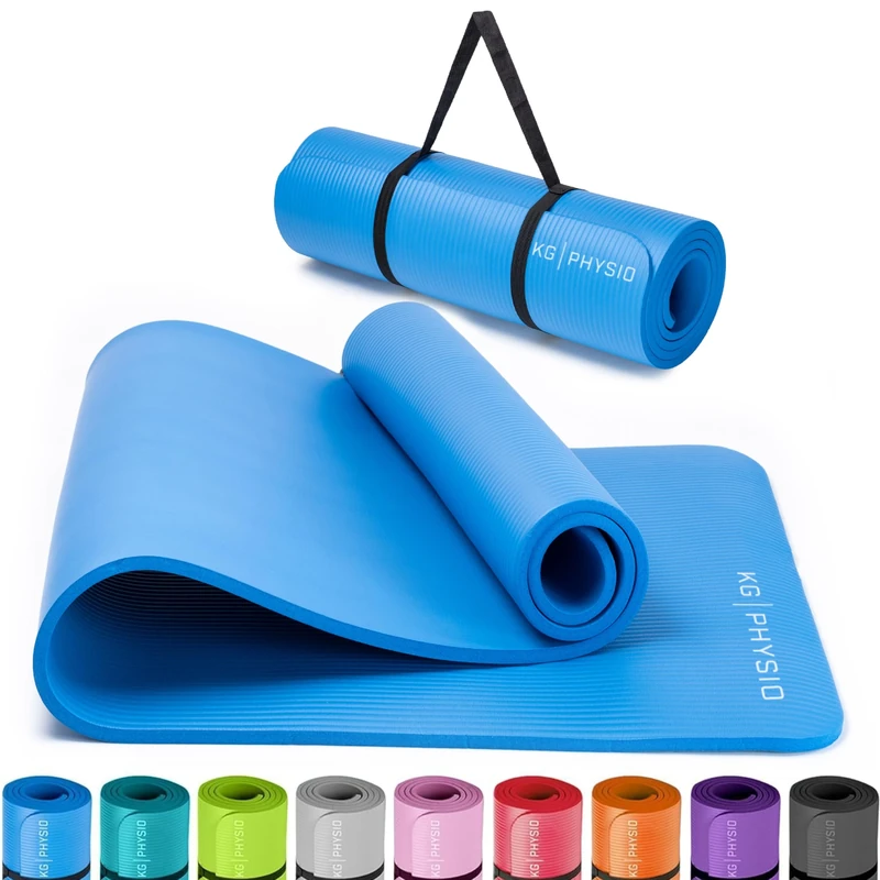 KG Physio Yoga Mat - Thick Yoga Mats for Women & Men, High-Density NBR Foam Excercise Mat, Non-Slip & Sweat-Resistant, Ideal for Pilates, Home Fitness and Home Workout - Strap Included