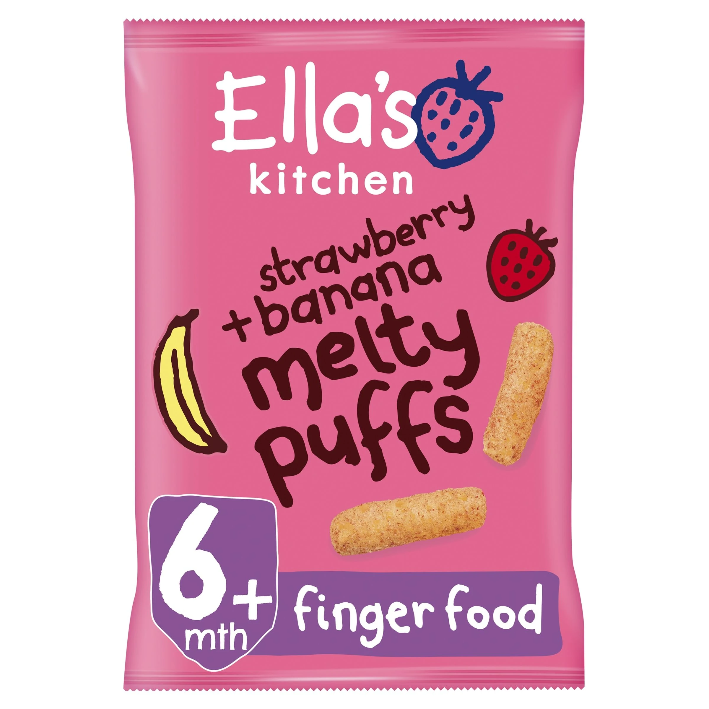 Ella's Kitchen Organic Strawberries and Bananas Puffs, 20g