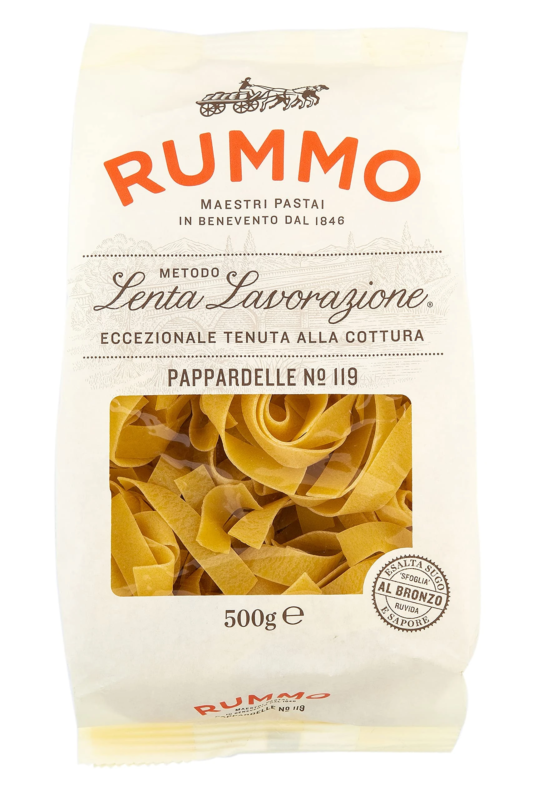 Rummo Pappardelle Pasta No.119 - Wide Italian Ribbon Pasta, Perfectly Slow-Dried for Luxurious Sauce Absorption 500 g (Pack of 1)