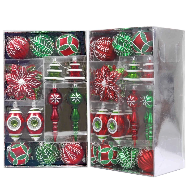 Valery Madelyn 50 Set Classic Collection Splendor Shatterproof Christmas Ball Ornaments,50 Metal Hooks Included