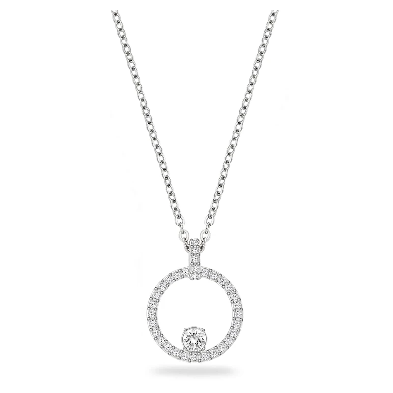 Swarovski Creativity pendant, Circle, White, Rhodium plated, One Size