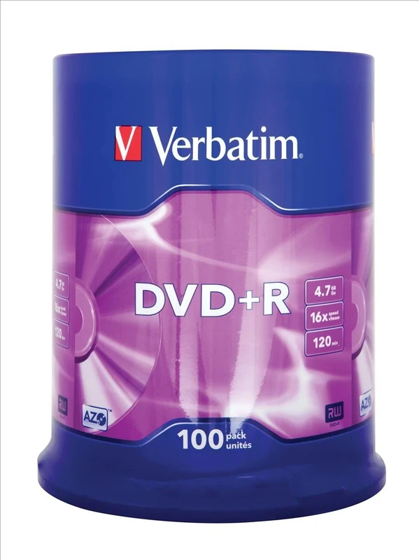 Verbatim 43551 4.7GB 16x DVD+R Matt Silver - 100 Pack Spindle