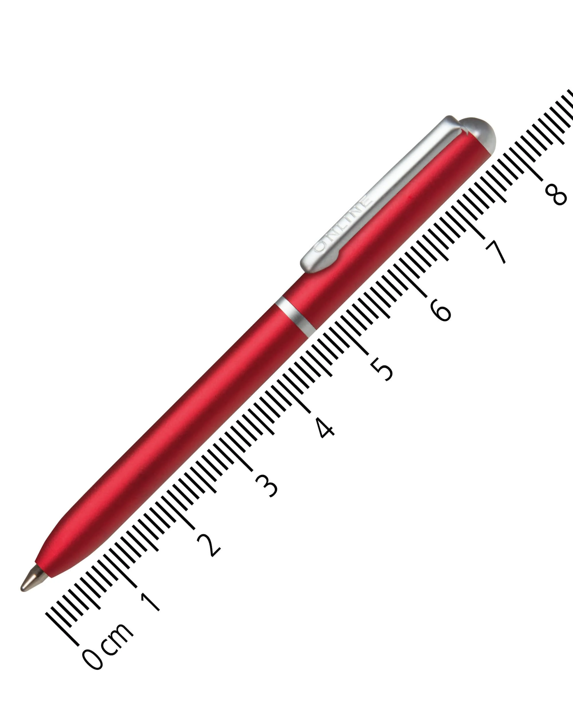 Online mini twist ballpoint pen Red with metal clip standard pen refill small pens for the purse 8 cm length, fits into wallets & small bags biro with blue writing color