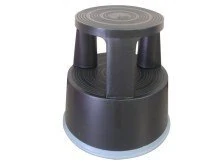 Q Connect 924640 Collapsible Stool Plastic Wheels Rubber 2 Level Cyan