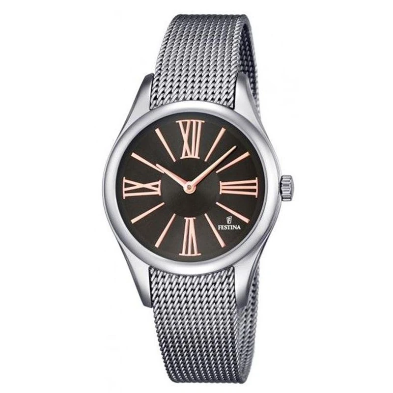 Festina BOYFRIEND Women's Quartz Watch with Grey Dial Analogue Display and Silver Stainless Steel Bracelet F16962/2