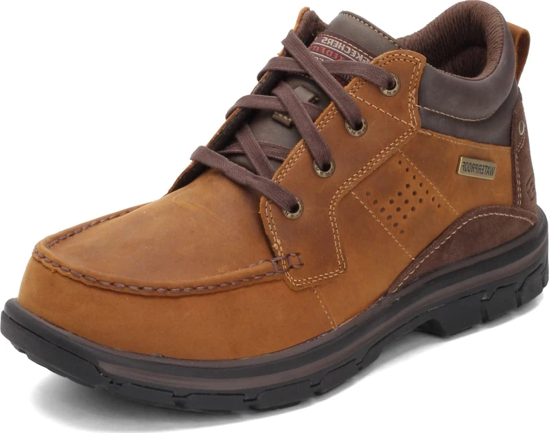 Skechers Men's Segment Melego Leather Chukka Waterproof Boot, Dark Brown, 12 Wide