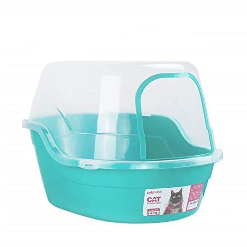 Petphabet Litter Box with Lid - Jumbo Hooded Kitty Litter Pan - Holds Up to Two Small Cats Simultaneously,Extra Large by (Teal)