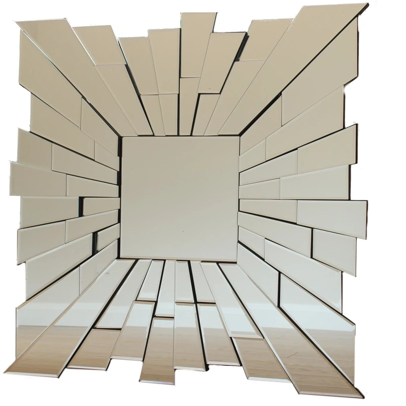 West5Products Starburst Glass Rectangle Modern Venetian Wall Mirror 90cm / 3ft