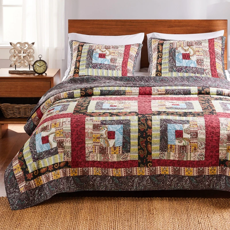 Greenland Home Quilt Set, 100% Cotton, Multicolor, 3-Piece King/Cal King
