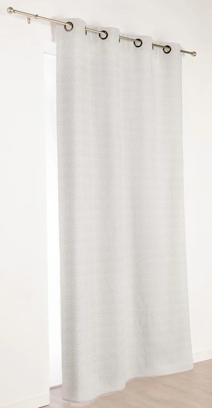 Linder 1570/90/47030/377FR Curtain Light Grey Geometric Pattern Cotton/Linen 140 x 240 cm