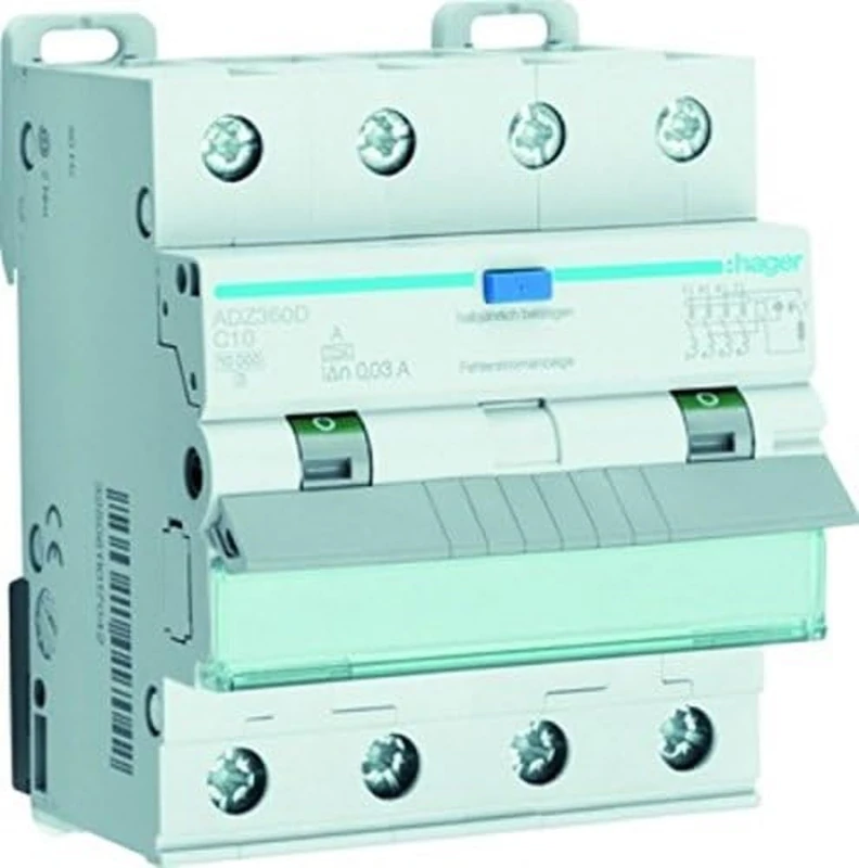 Hager – Residual Current Circuit Breaker adz360d 3 x 1P + N 6 KA Feature C. 10 A 30 mA Type A QC