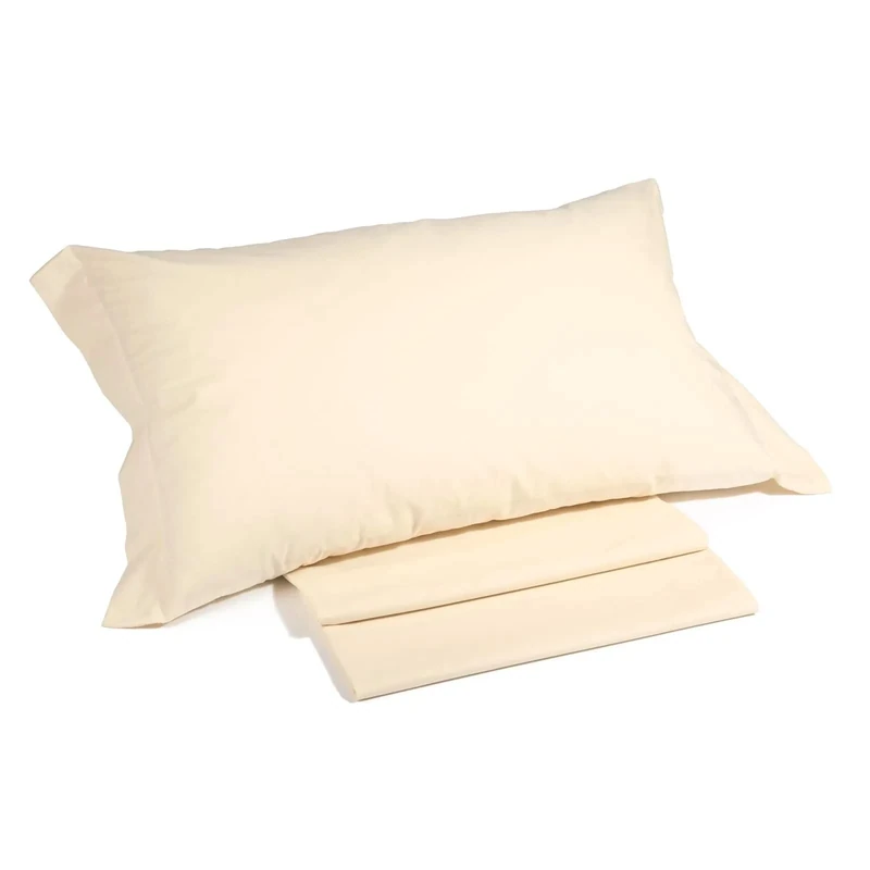 Caleffi - Plain Cotton Bedding Set, Plain Colour, Double Size, Ivory