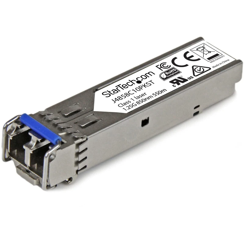 StarTech.com 10 pack HPE J4858C Compatible SFP Module - 1000BASE-SX - 1GbE Multi Mode (MMF) Fiber Optic Transceiver - 1 Gigabit Ethernet SFP - LC 550m - 850nm - DDM HPE 1400, 1700, 1820 (J4858C10PKST)
