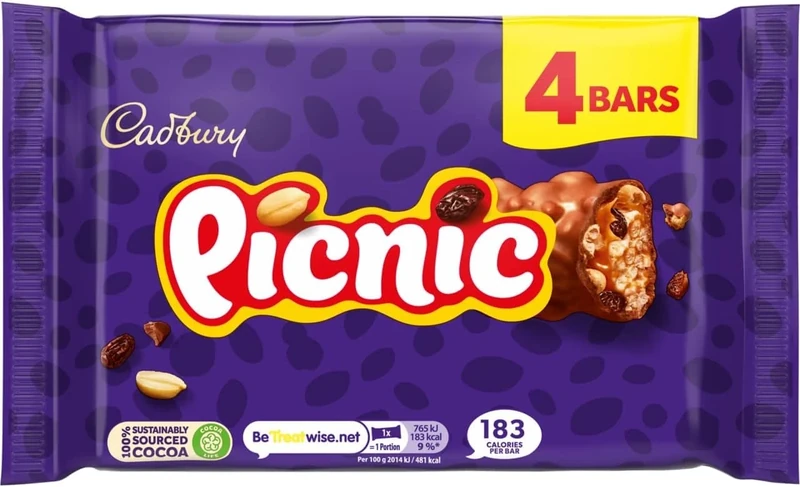 Cadbury Picnic Chocolate Bar 4 x 38g