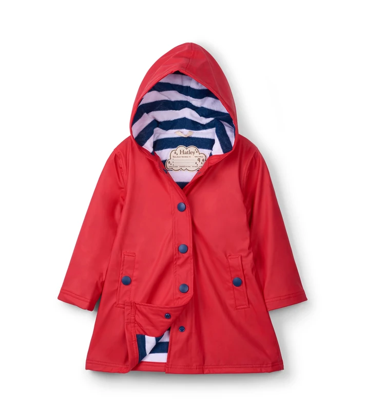 Hatley Girl's Splash Jacket, Red (Red/Navy), 7 Years