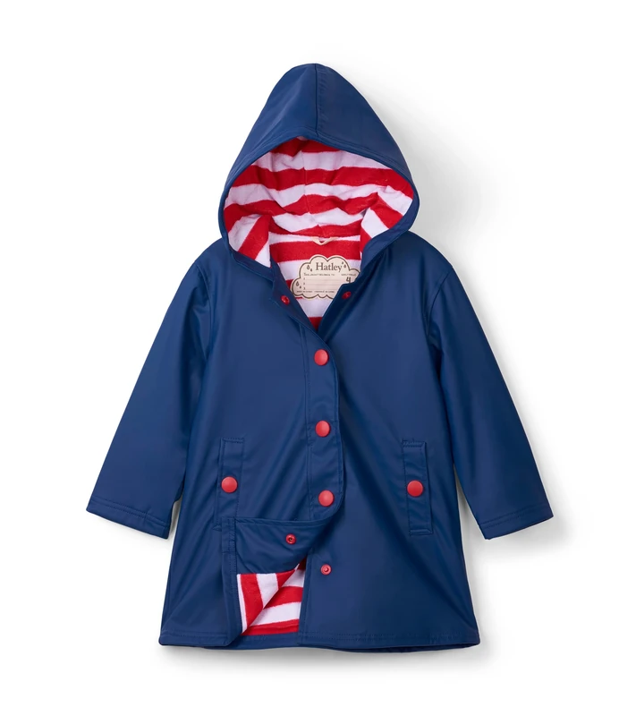 Hatley Girl's Splash Jacket, Blue (Navy/Red), 8 Years