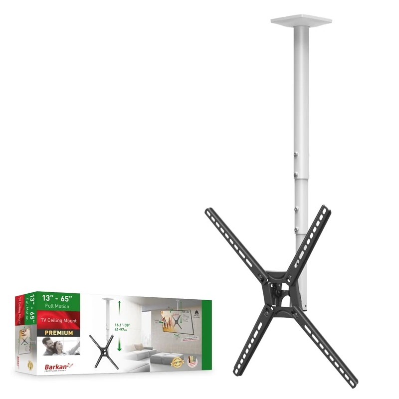 Barkan 97cm White TV Ceiling Mount - Full Motion 13-65 inch - Image 1
