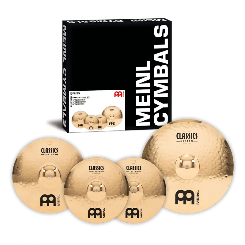 Meinl Cymbals Classics Custom Brilliant Cymbal Set Box Pack (Video) with 14 inch Hihat, 16 Crash, 20 Ride for Drum Set (35,56-50,80cm) B12 Bronze, Brilliant Finish (CC141620)