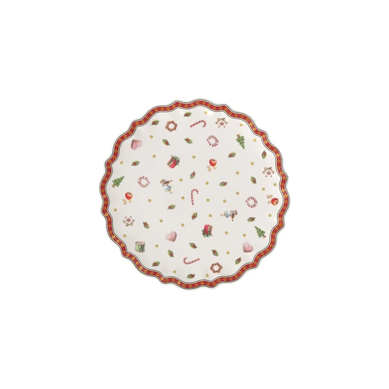 Villeroy & Boch 1485852291 Cake Plate, Porcelain, Multi, 21 x 21 x 6 cm, White/Colourful, Round