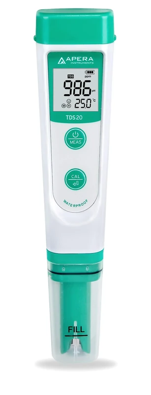 Apera Instruments TDS20 Value TDS Meter, Pocket Tester, Waterproof, ±1% Accuracy, ±0.5˚C Temperature Sensor, Complete Kit