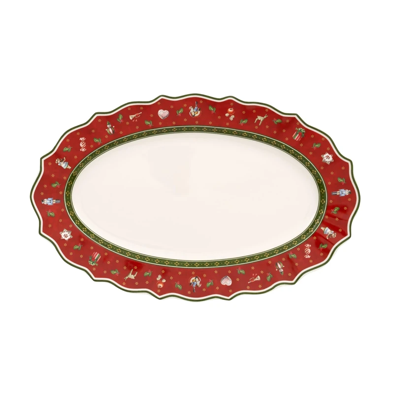 Villeroy & Boch Serving Dish, Porcelain, Multi-Colour, 38 x 23.5 x 0.1 cm, Red, Oval