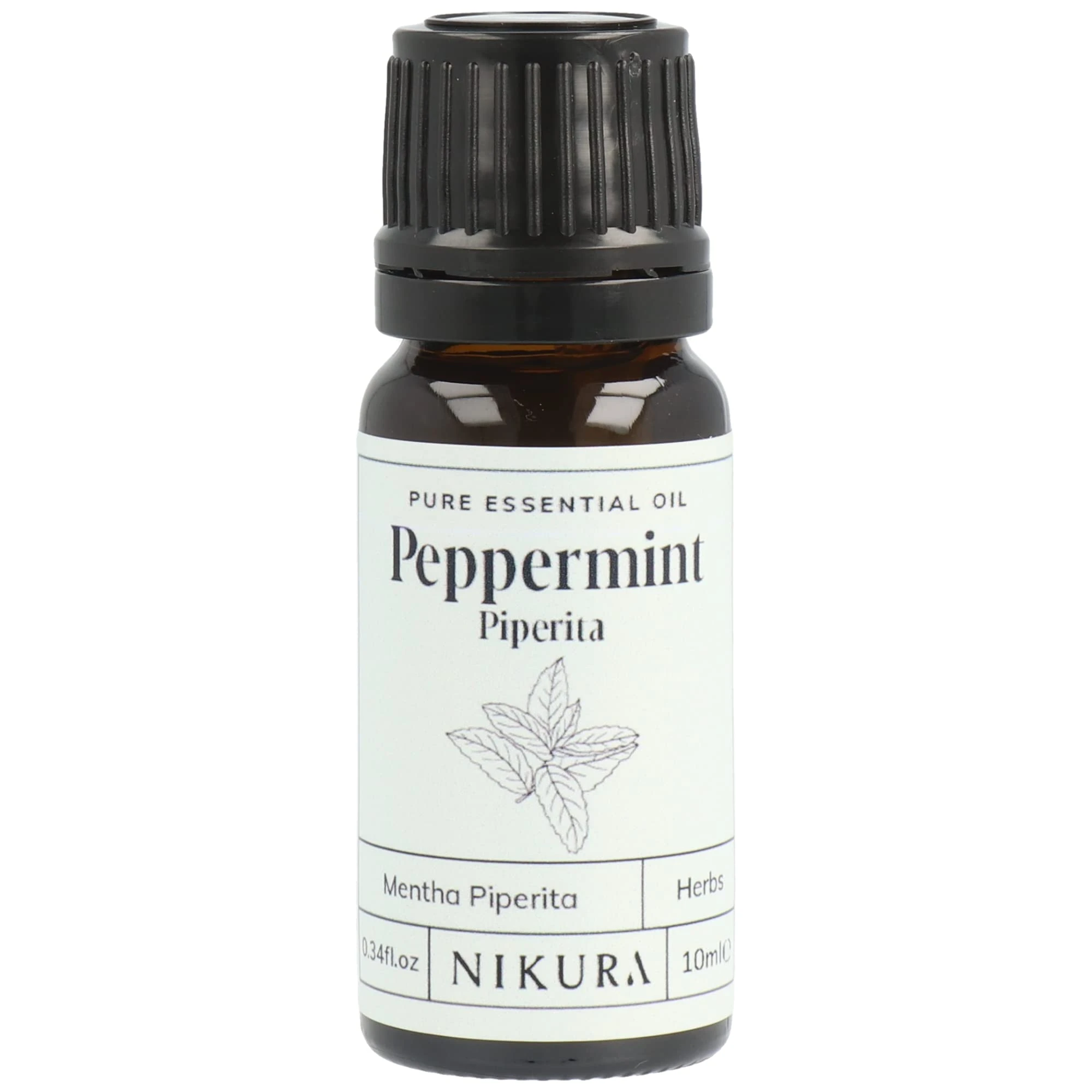 Nikura Peppermint Essential Oil - 10ml | Perfect for Repelling Spiders, Rats, Mice, Bugs, Ants | Great for Hair, Headaches Relief, Energy Boost, Skin, Candle Making | Vegan & UK Made