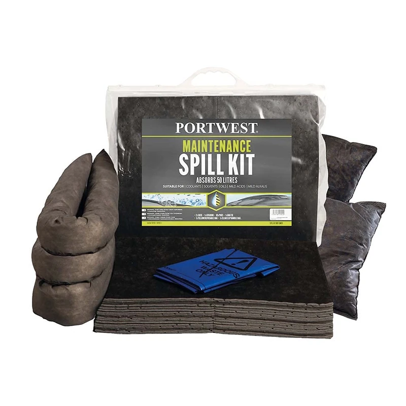 Portwest 50 Litre Maintenance Kit, Color:Grey, Size:Absorbs 50 Litres, SM31GRR