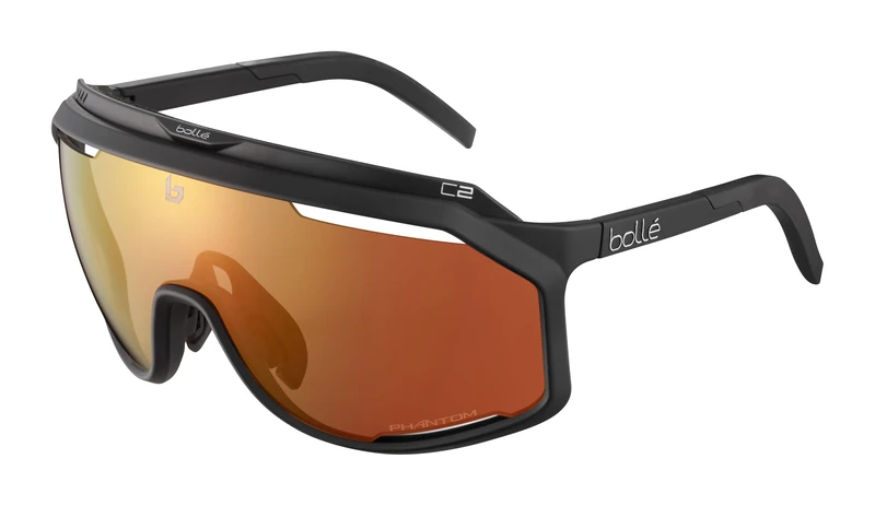 bollé - CHRONOSHIELD, Black Matte, Phantom Brown Red Photochromic, Large, Sunglasses, Unisex, Adult