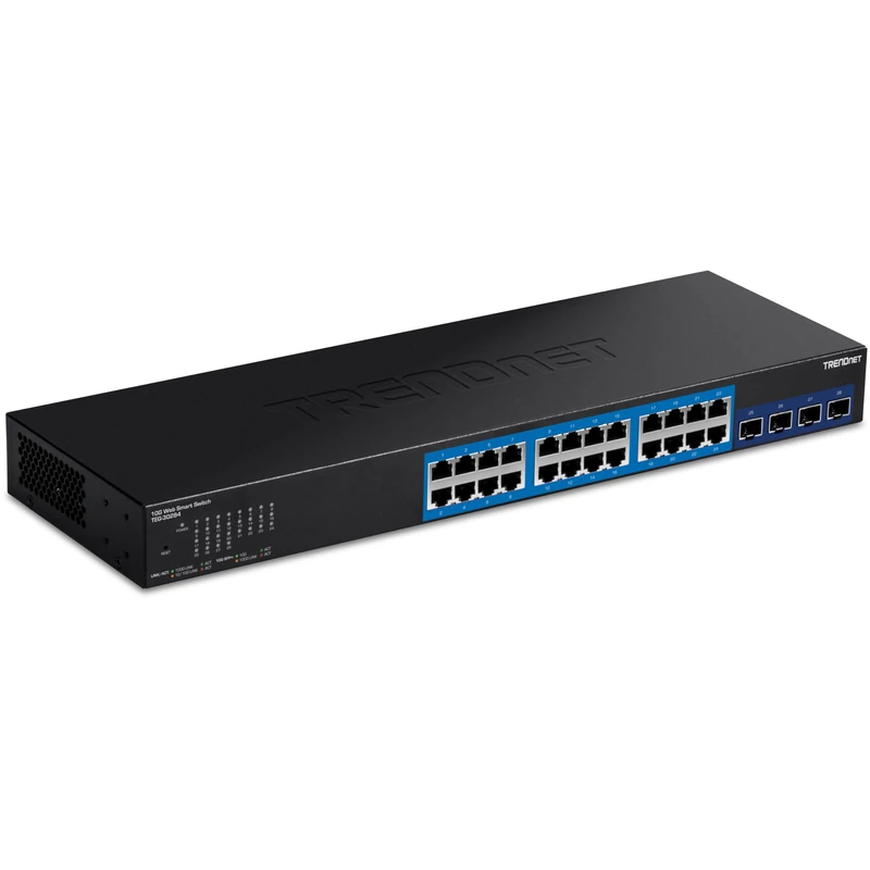 TRENDnet 28-Port Web Smart Switch with 24 x Gigabit Ports & 4 x 10G SFP+ Slots, TEG-30284, black