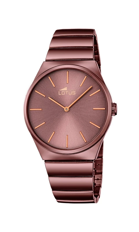 Lotus Men's Quartz Watch with Brown Dial Analogue Display and Brown Stainless Steel Plated Bracelet 18280/1