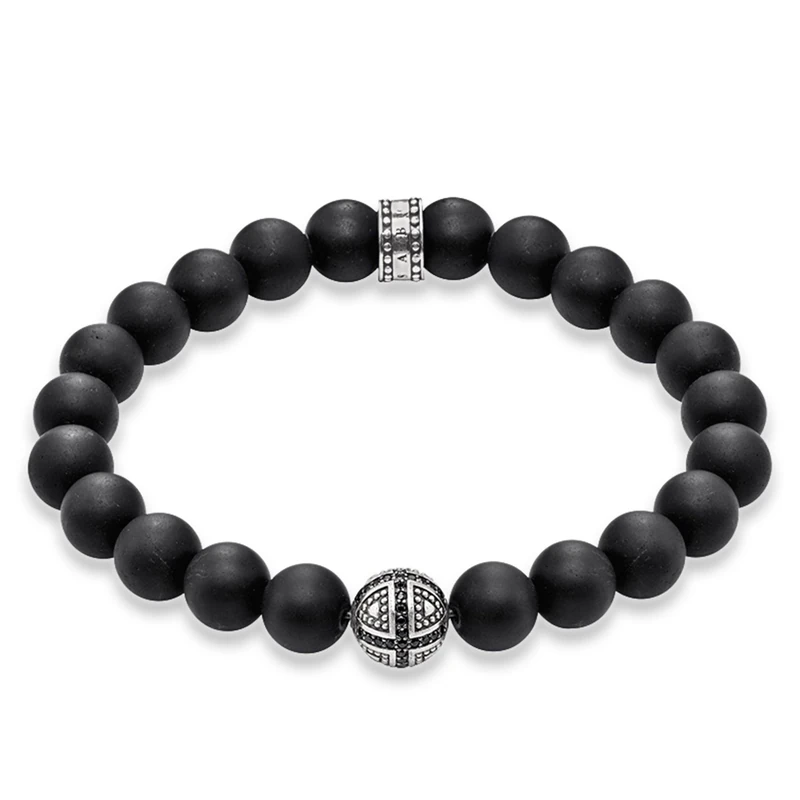 Thomas Sabo Men Bracelet Rebel at Heart Obsidian Black 925 Sterling Silver A1355-705-11