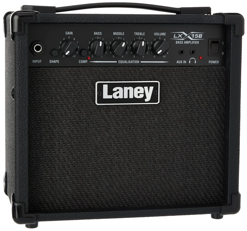 Laney LX15B Bass Amp - 3 EQ combo portable practise guitar amplifier perfect for beginners. Headphone out for silent practise and Aux in to jam along. - 15 Watt - Black