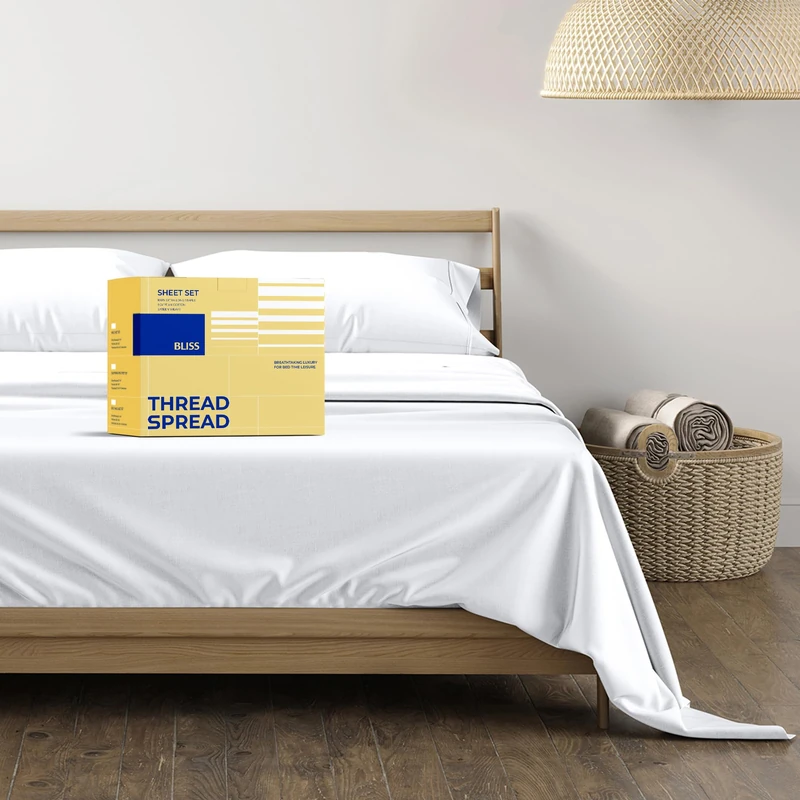 THREAD SPREAD 100% Egyptian Cotton Sheets Set California King Size - 600 Thread Count 4 PC White Luxury Sheet Cal King Size, Soft, Cooling Hotel Luxury Bed Sheets & Pillowcases, Fits Mattress upto 18"