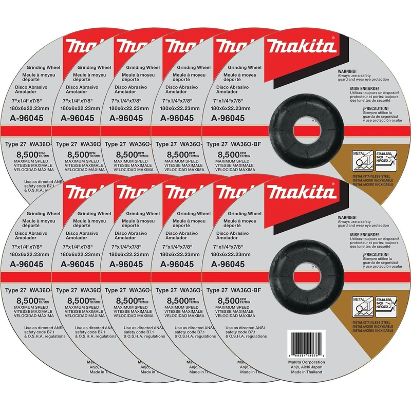 Makita A-96045-10 INOX Grinding Wheel (10 Pack), 7 x 1/4 x 7/8"