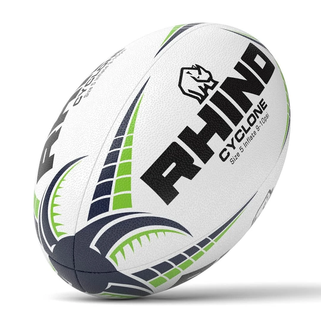 Rhino Cyclone Rugby Ball, White, Size 3