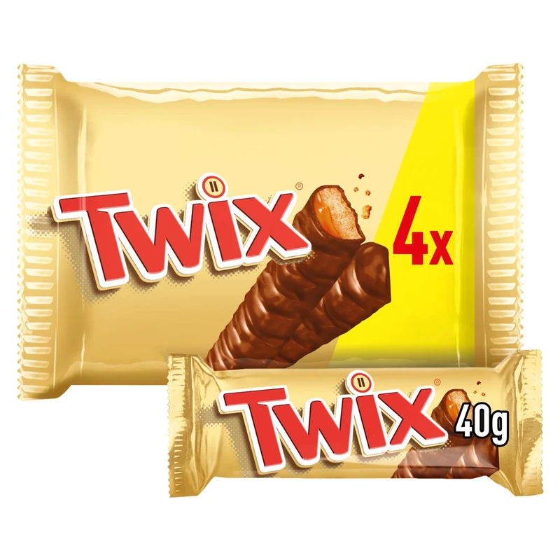 Twix Chocolate Biscuit Bars with Caramel, 4 X 40g, Ideal for Christmas Chocolate Gifts, Snacks or Hamper