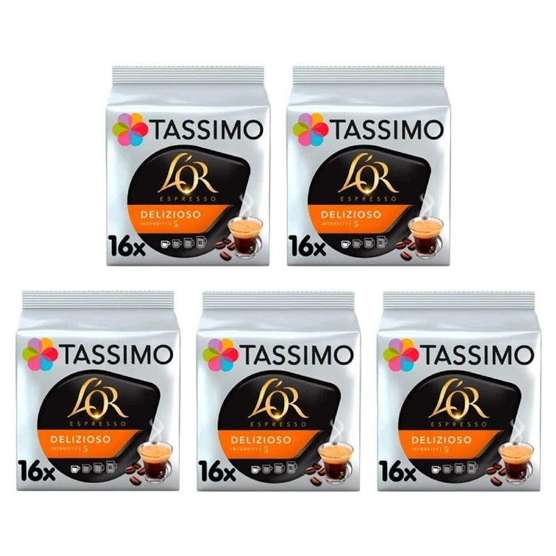 Tassimo L'OR Espresso Delizioso Coffee Pods x16 (Pack of 5, Total 80 Drinks)