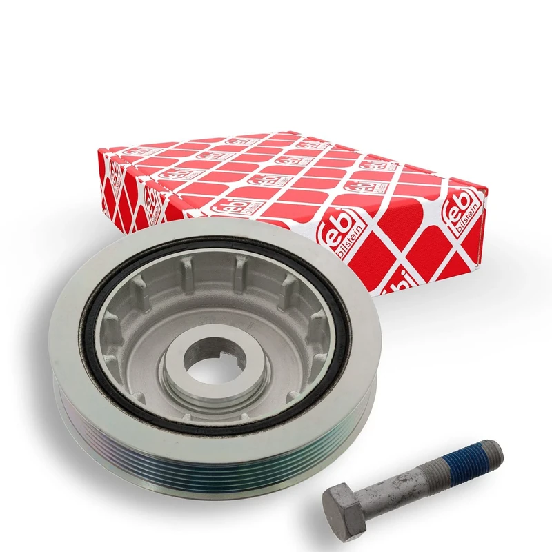 febi bilstein 47164 Pulley decoupled, for crankshaft with screw, pack of one