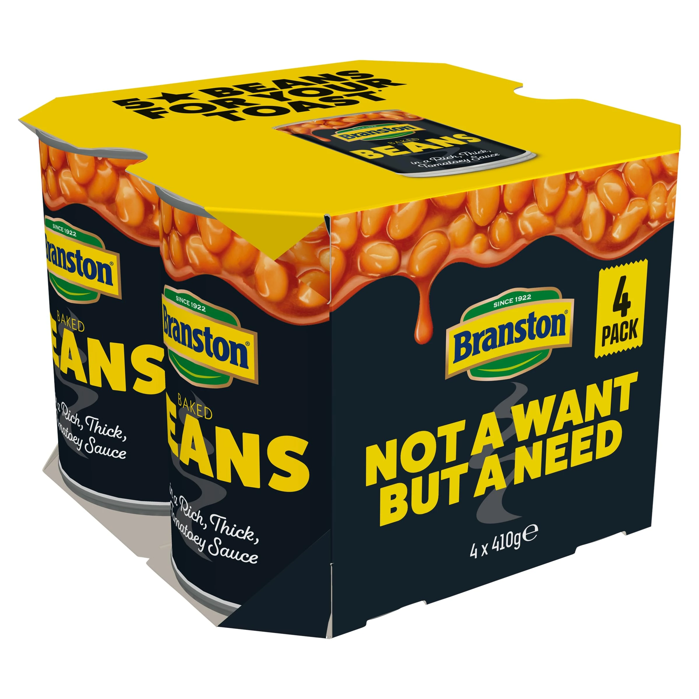 Branston Baked Beans in Tomato Sauce, 410 g (Pack of 4)