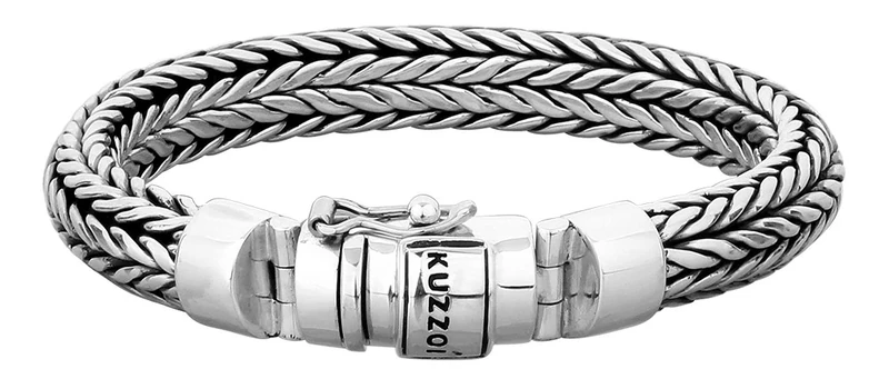 Kuzzoi, men’s silver bracelet made of solid 925 sterling silver, width 11 mm, 335103
