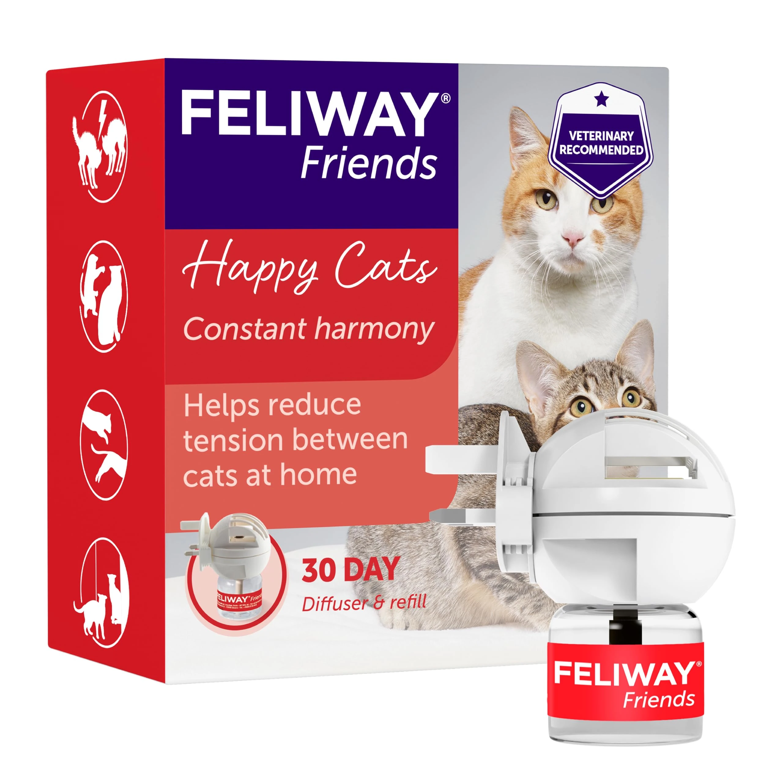 FELIWAY Friends 30 Day Cat Calming Plug In Pheromone Diffuser Starter Kit, 48ml - Helps create harmony and resolve conflict in multi cat households, Veterinary Recommended, Clinically Proven