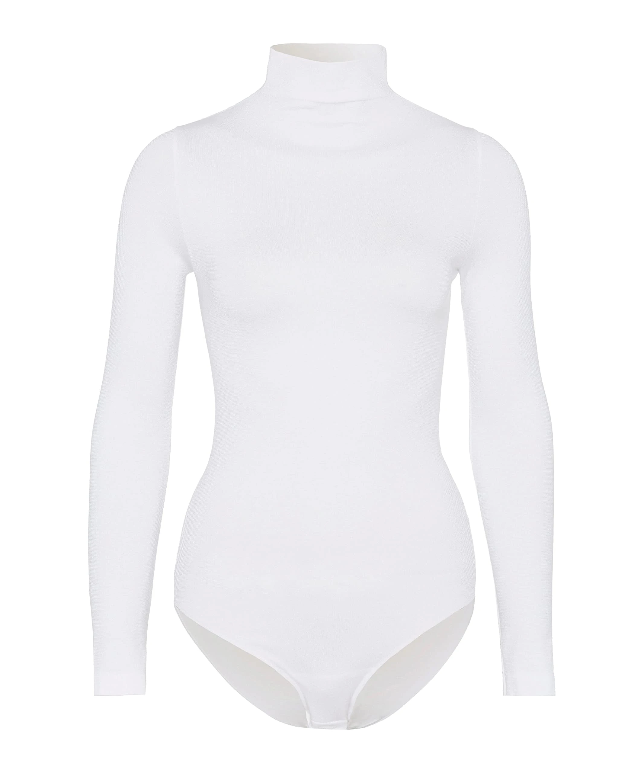 FALKE Women's Rich Cotton W Bo Soft Fabric Longsleeved 1 Piece Shapewear Bodysuit, White 2209, S 36-38