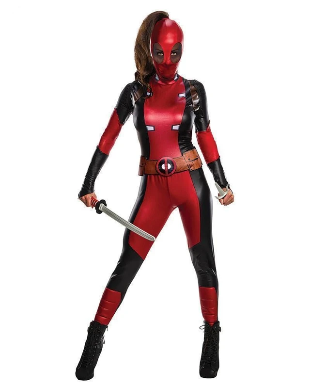 Rubies Deadpool Ladies Costume - Red Cat Suit, Size UK 14-16