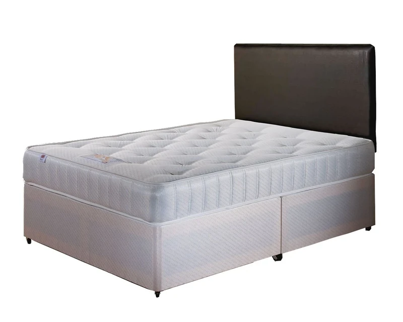Somnior Beds Classic Divan Bed Base with Mattress, Damask, White, King