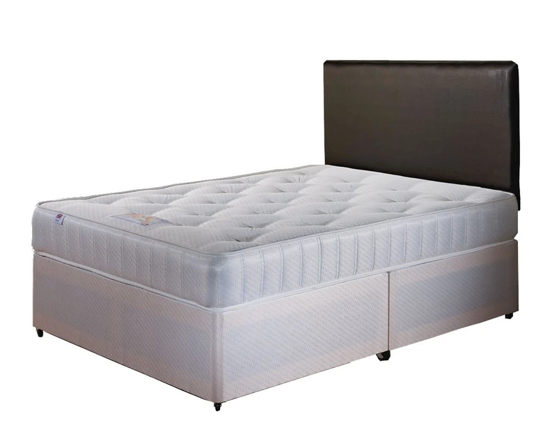 Somnior Beds Classic 4-Drawer Divan Bed Base with Mattress and Headboard, Double