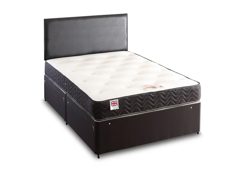 Somnior Beds Topaz Divan Bed with Memory Foam Back Care Support Mattress and Headboard, King Size