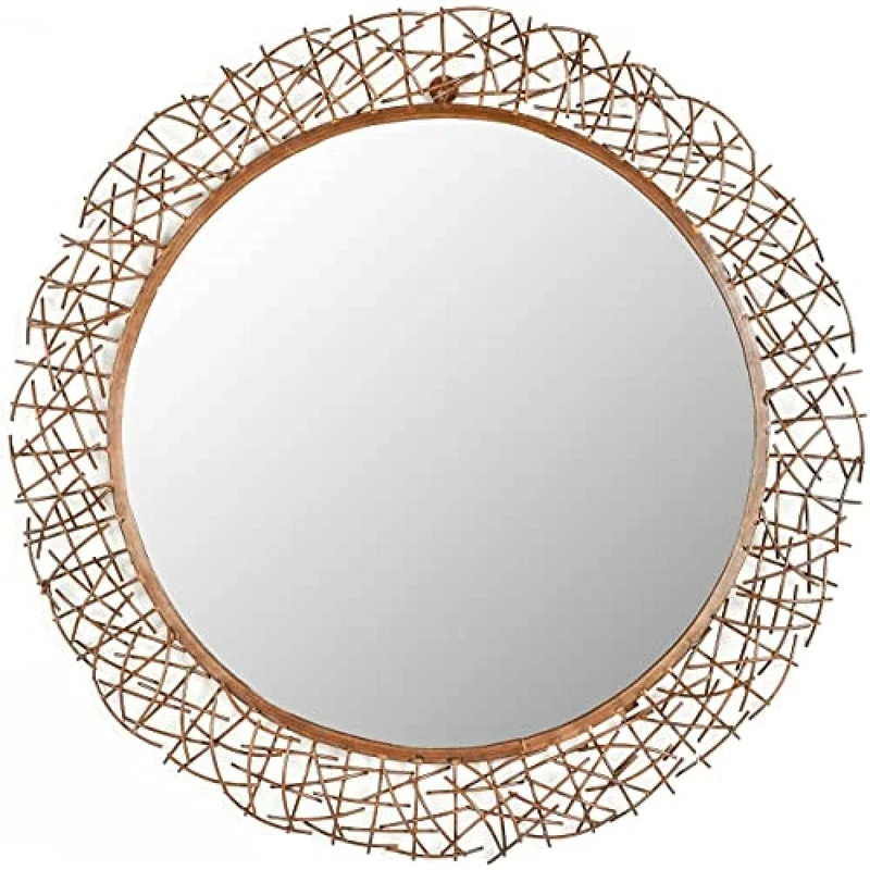 SAFAVIEH Decorative Hanging Wall Mirror for Living Room, Bedroom, Hallway, in Burnt Copper, 74 X 74 X 38.1