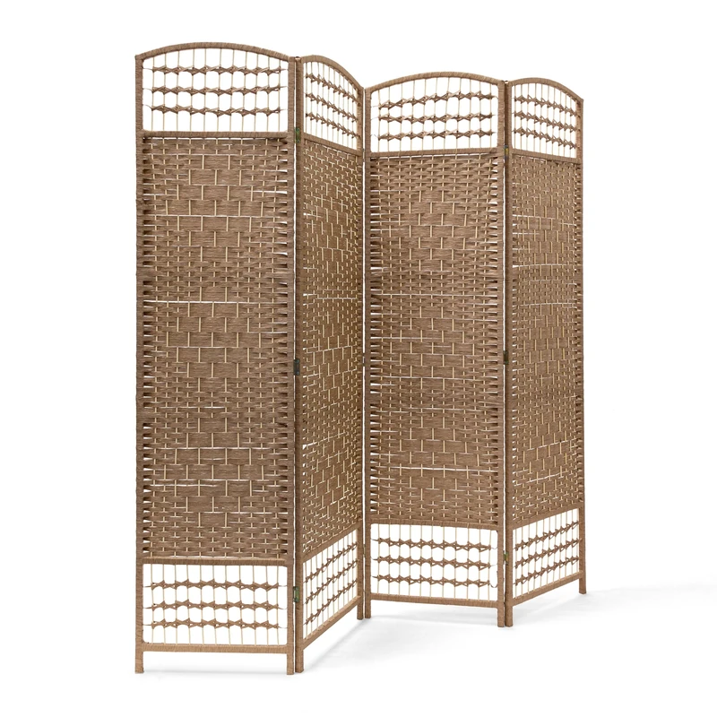 Relaxdays 4 Panel Paravent 179 x 180 x 2 cm Folding Splitter Wood Screen Divider Wooden Room Seperator Bamboo Partition Wall, Natural