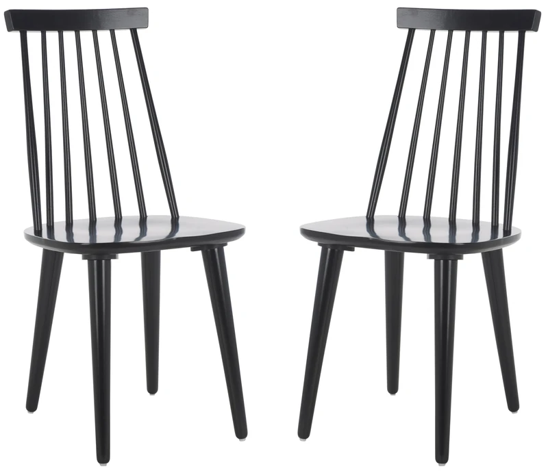 SAFAVIEH Set of 2 Wooden Dining Chairs, in Black