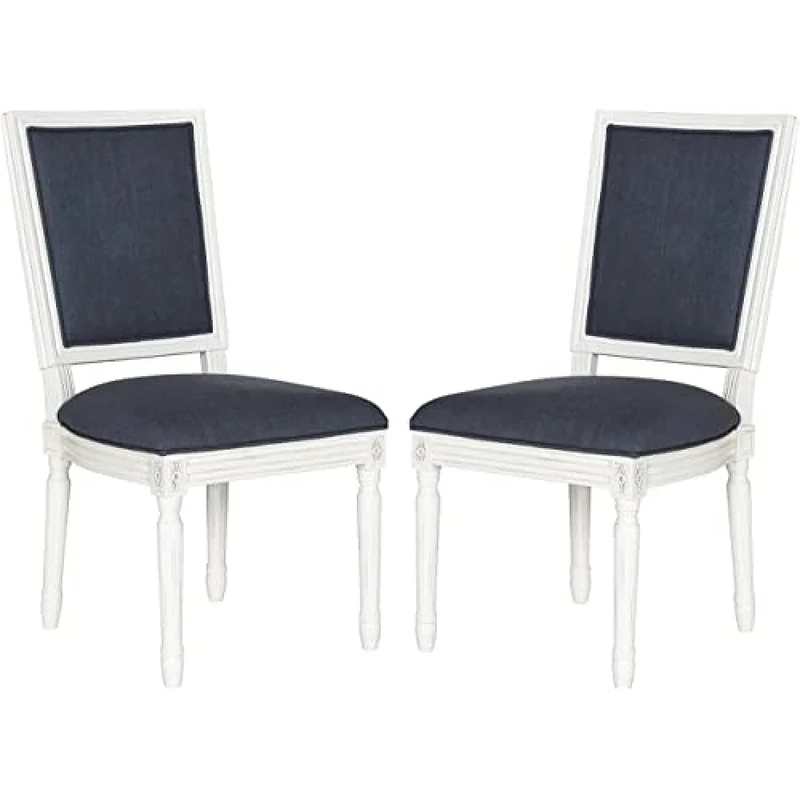 SAFAVIEH Set of 2 Wooden Dining Chairs, in Navy and Creme